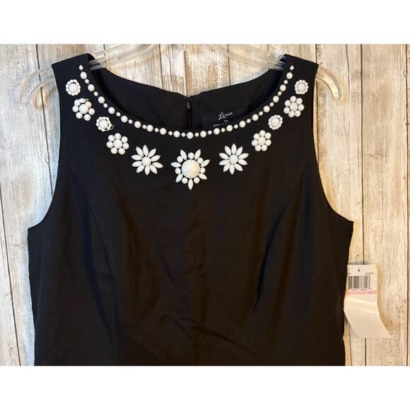 Lennie for Nina Leonard Black Linen Blend Dress - Size 10 NWT - Picture 3 of 10